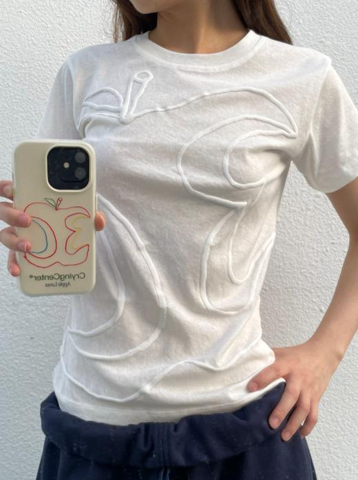 CryingCenter半透雪花竹节棉发泡3c苹果印花正肩修身短袖哭喊中心 商品图8