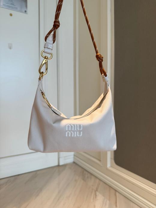 帆布复古刺绣饭盒包冲浪绳手提包拼真皮腋下包单肩斜挎包 商品图7