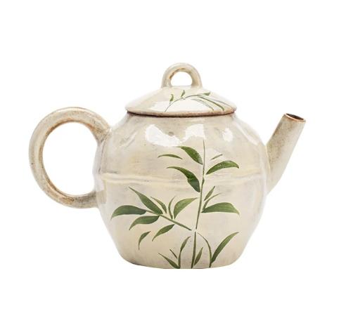 日式粉引手绘翠竹陶瓷茶壶110ml赠送壶绳与壶托独家设计8.5*8.5cm 商品图6