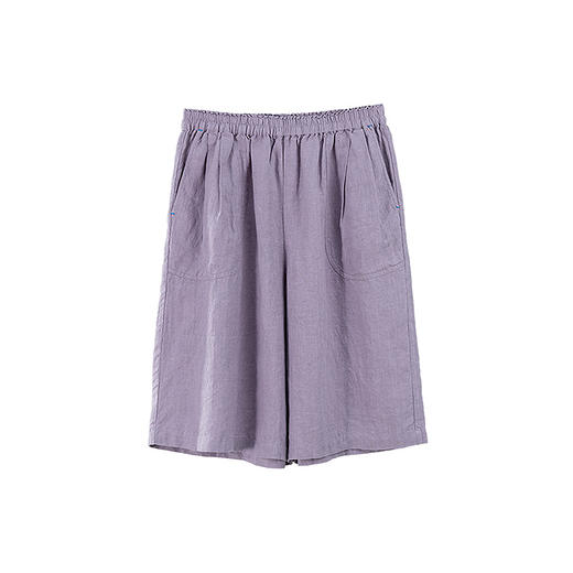 绽放170朵/高端重磅新款砂洗汉麻中裤休闲抽绳系带松紧腰短裤 商品图4