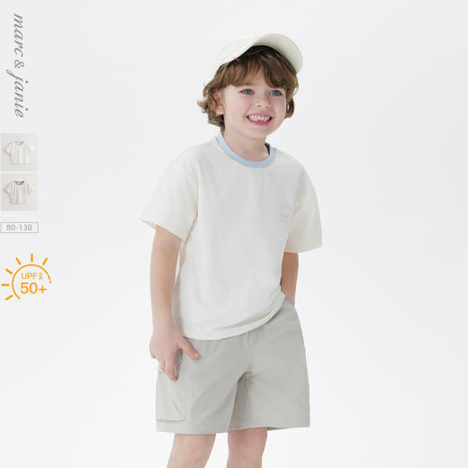 [棉感速干]马克珍妮男童卡通猫狗防晒短袖T恤 宝宝夏装新款550552 商品图0