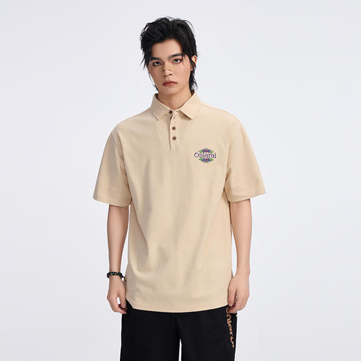 ONIARAI/鬼洗古石器时代幻想蕨类植物图腾圆摆休闲马球衫 A840013 商品图0