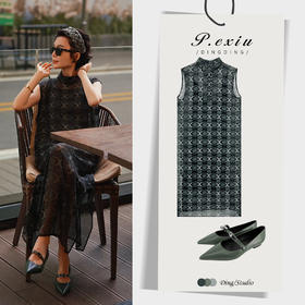 【微风裙摆】铜氨丝艺术感立领侧开叉连衣裙 M8633