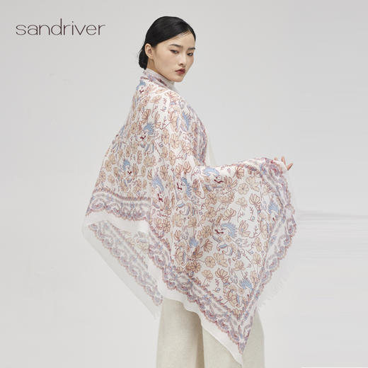 “吉祥狮”“水溶性羊绒印花围巾SJF96P758N 商品图2