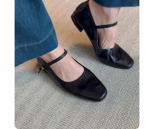 水洗牛皮超软真皮手工鞋子！2025平底单鞋女复古风低跟一字带玛丽珍鞋！ 商品图4