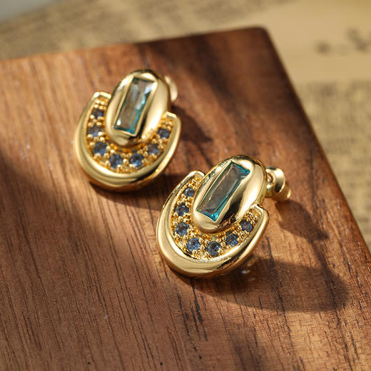 丁摩 铜镀真金欧美风个性金属耳环银针轻奢精致锆石耳钉高级感小众5ZF-1617 商品图0