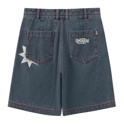 ONIARAI/鬼洗 石化古乌标语做旧水洗牛仔短裤 24A0544 商品图4