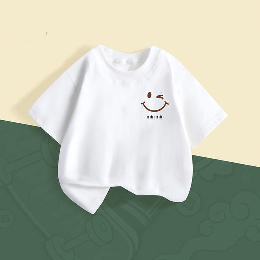 【简约设计，宽松合体~】男女童短袖T恤 夏季新款 休闲宽松 儿童简约短袖 打底上衣-QQ 商品图2
