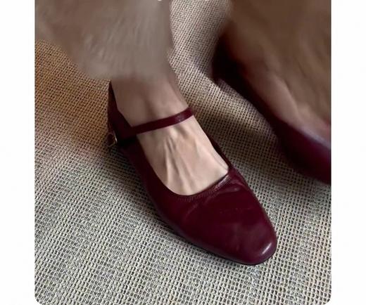 水洗牛皮超软真皮手工鞋子！2025平底单鞋女复古风低跟一字带玛丽珍鞋！ 商品图3