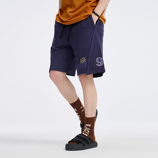 ONIARAI/鬼洗 仿手扫胶纸 logo 拼接剪裁短卫裤 A540004 商品图1