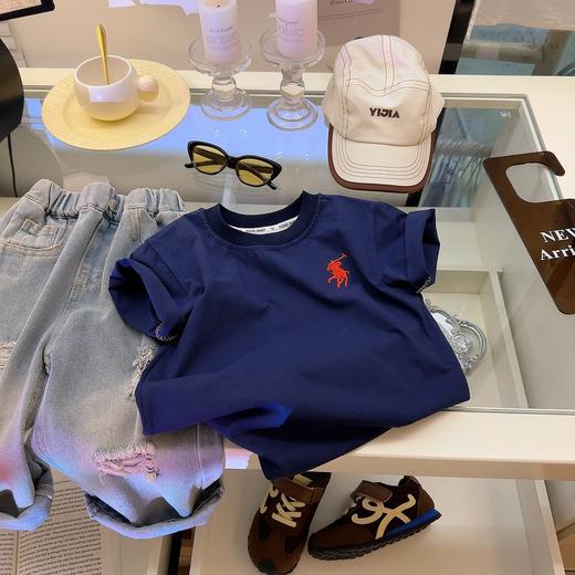 【时尚圆领设计，透气舒适】儿童夏季短袖T恤衫~男女童宝宝全棉 圆领套头半袖上衣 潮流童装-QQ 商品图4