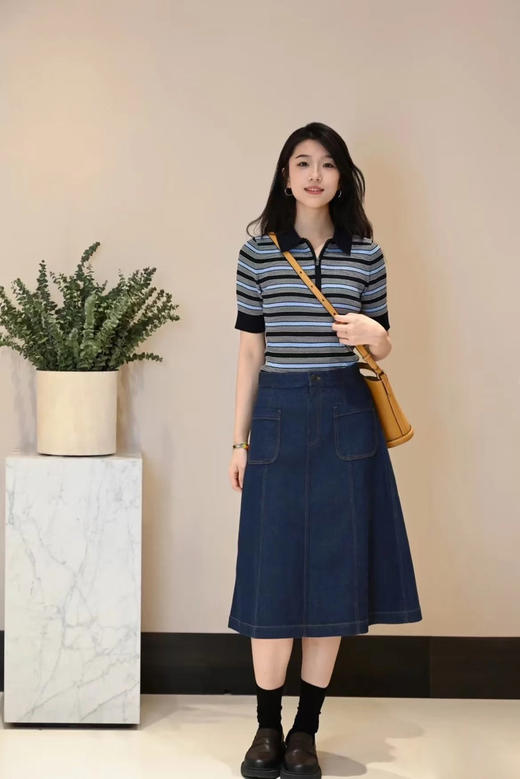 【高品质私服】【IC棉弹牛仔半身裙】高腰A字版型，优质棉弹面料柔软舒适N1300-CC【无标出货 介意慎拍】 商品图4