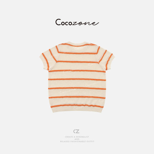 COCO ZONE 刘一一 【棉人丝混纺】经典条纹撞色针织短袖CD2A0937 商品图3