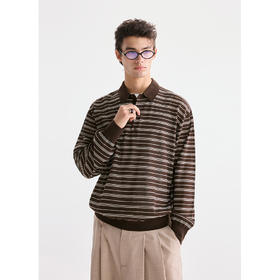 棉仓3621002002-【咖啡之恋】含羊毛复古条纹空气感轻松可叠穿POLO