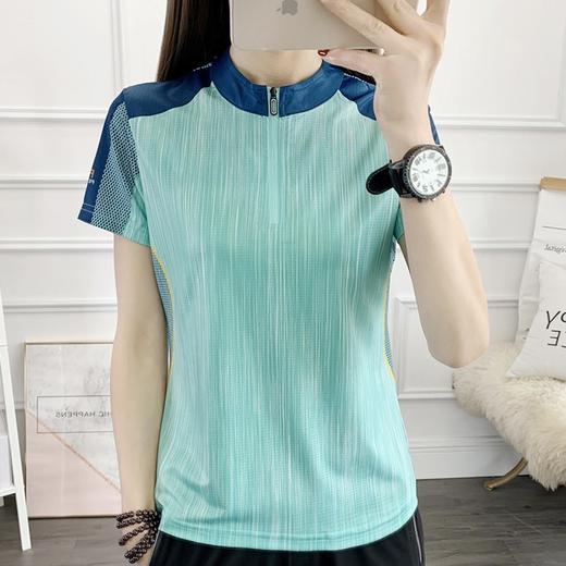 丁摩 情侣速干衣女短袖夏季立领透气弹力户外运动跑步健身打球快干T恤5ZF-31 商品图1