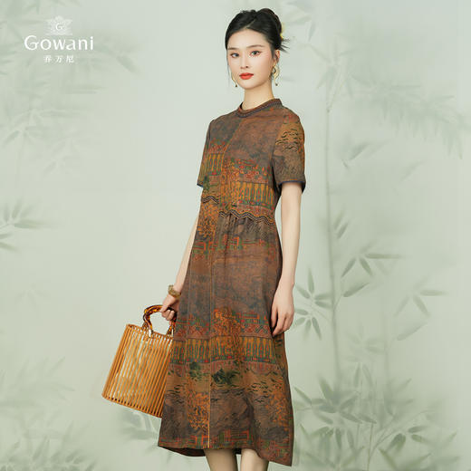 【香榭丽大道】【香云纱】乔万尼24mm真丝连衣裙重磅桑蚕丝古典立领EM2E780 商品图3