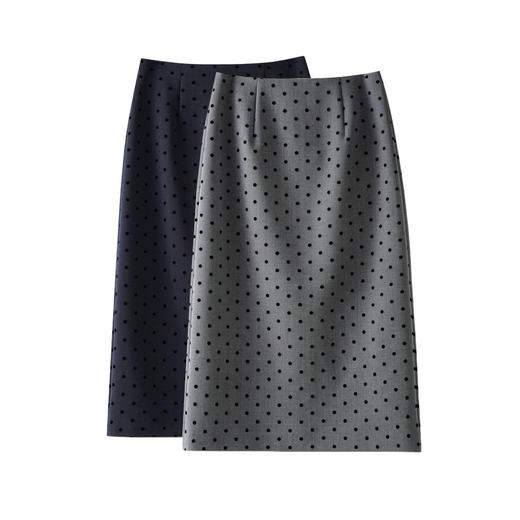 丁摩 春夏波点西装半身裙中长高档植绒圆点高腰通勤减龄半身裙休闲5ZF-862 商品图4