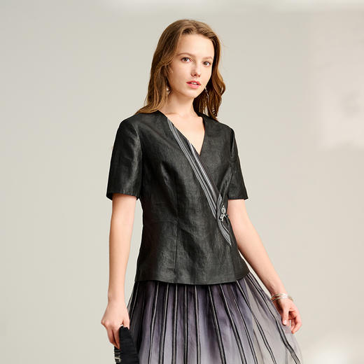 TANGY Collection天意雪傍系列莨绸休闲女士衬衫L252007 商品图3
