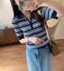 之禾同款复古撞色定位条纹莱赛尔精纺POLO衫短袖针织衫 商品缩略图10