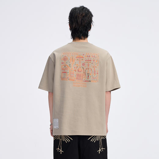ONIARAI/鬼洗 后现代主义抽象美索不达米亚智人罗纹圆领休闲T恤 A840014 商品图5