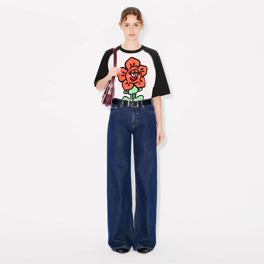 KENZO 高田贤三 女士卡通花花卉图案徽标印花棉质圆领短袖T恤 混色 FF52 TS173 4SG 99J 商品图3