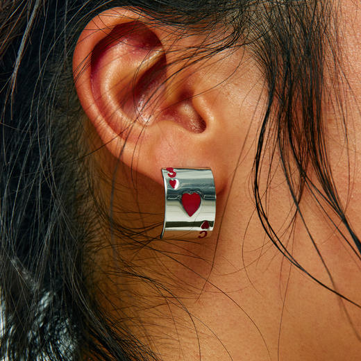 CryingCenter 弧形扑克牌趣味耳钉 哭喊中心 商品图2