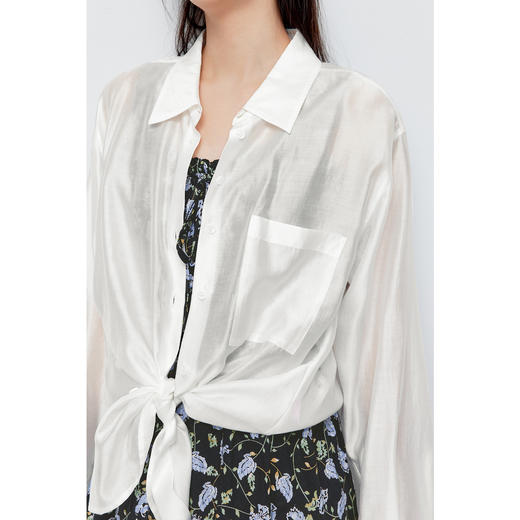 【商场同款】诗凡黎白色莱赛尔衬衫2024夏新款高级衬衣3F5220551 商品图3