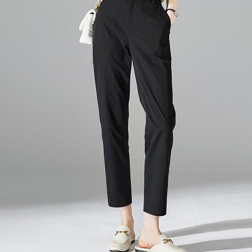 雀说 高腰窄版直筒裤女新款藏蓝色裤子春秋西装裤小个子九分烟管裤5ZF-1331 商品图2