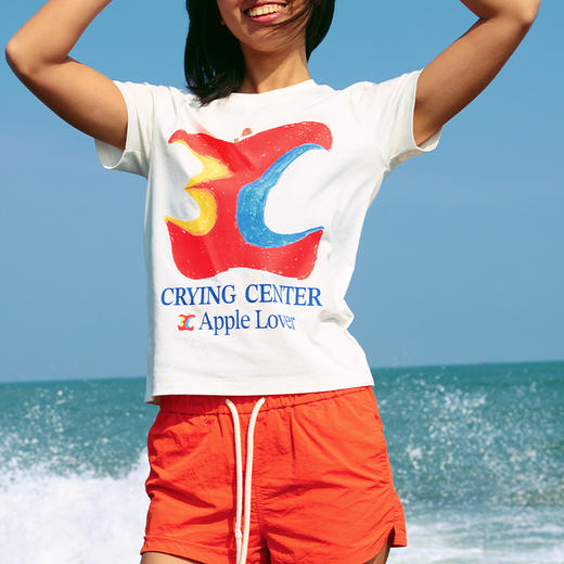 CryingCenter 3C苹果印花夏季正肩修身显瘦索罗娜凉感圆领短袖 商品图2