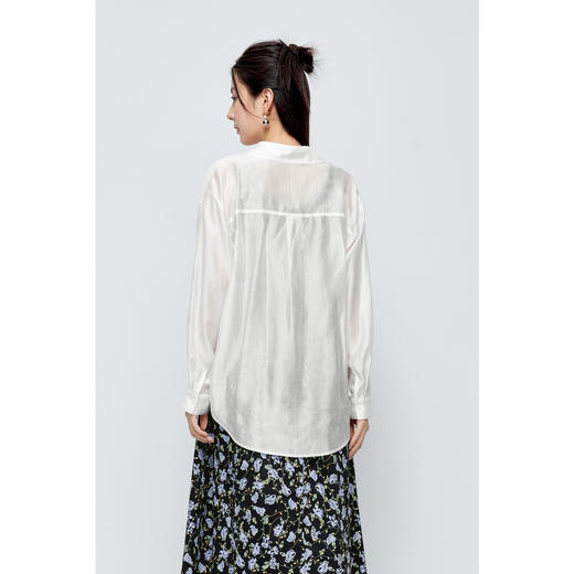 【商场同款】诗凡黎白色莱赛尔衬衫2024夏新款高级衬衣3F5220551 商品图4