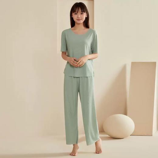 【热销任选两套69元】司纤2025年热销爆款男女款凉感冰丝螺纹睡衣套装（单拍不发货） 商品图1