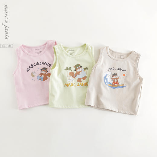 【凉感】马克珍妮男女童户外露营松鼠小背心 宝宝夏装新款550572 商品图0