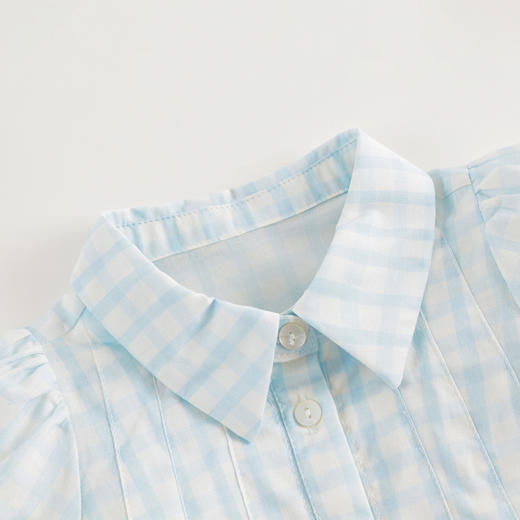 马克珍妮女童甜美泡泡袖短袖衬衫儿童纯棉上衣衬衣夏装新款240602 商品图4