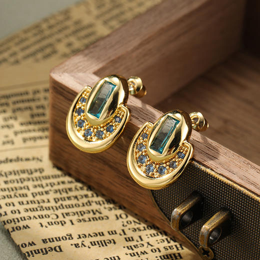 丁摩 铜镀真金欧美风个性金属耳环银针轻奢精致锆石耳钉高级感小众5ZF-1617 商品图1