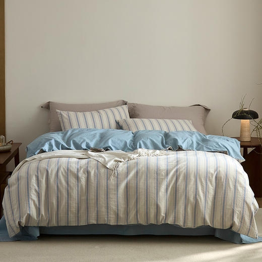 【提花条纹四件套】全棉提花四件套条纹A类床品件套纯棉床上用品柔软新 商品图5