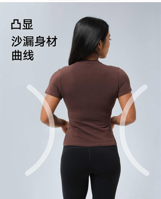 Basic系列女士纯色圆领修身上衣正肩T恤 商品图2