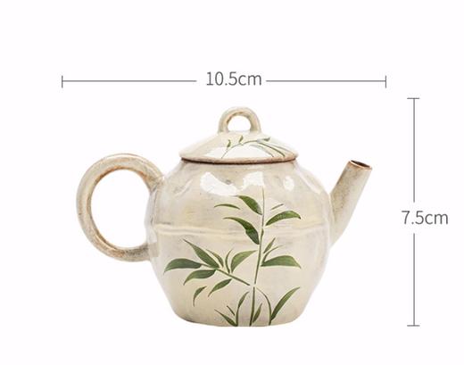 日式粉引手绘翠竹陶瓷茶壶110ml赠送壶绳与壶托独家设计8.5*8.5cm 商品图5