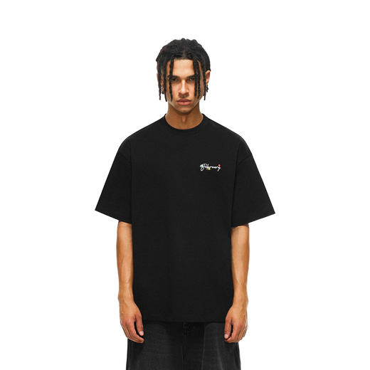 FDR官方店 钉珠小花刺绣短袖t恤男女夏季宽松潮牌情侣装体恤上衣 商品图1