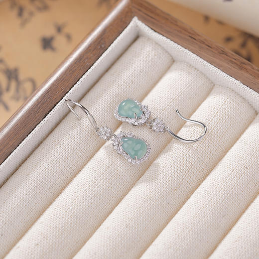 【国风福禄】S925纯银蓝水翡翠葫芦耳坠【CW-EG02210】 商品图2