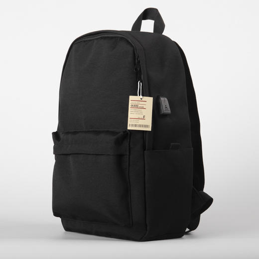 【双肩包USB款】背包双肩包学生书包简约电脑包纯色旅行包笔记本背包 商品图2