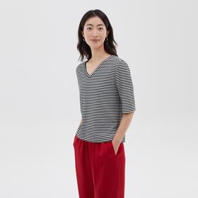 2楼素然基础罗纹V领五分袖T恤吊牌价695