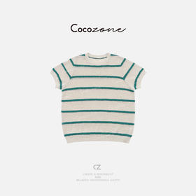 COCO ZONE 刘一一 【棉人丝混纺】经典条纹撞色针织短袖CD2A0937