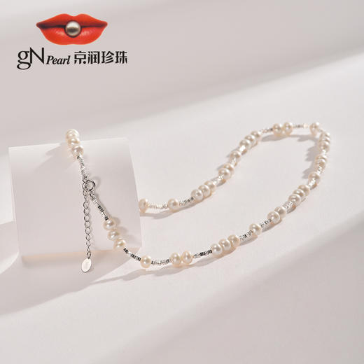 京润珍珠 寒星项链 S925银5-6mm近圆形淡水珍珠项链XL 商品图3