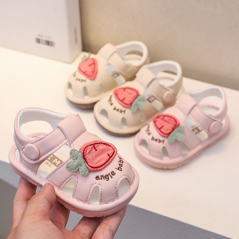 【品牌直供】小咪卡 婴儿鞋子夏季新款防滑叫叫鞋女童软底宝宝凉鞋学步防撞16-20