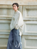 shyshystill/shy202411013/设计感叠片微微荡领纯棉条纹衬衫 商品缩略图3
