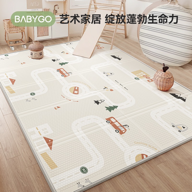 【积分商城】宝贝去哪儿BabyGo宝宝爬行垫家用爬爬垫折叠地垫XPE泡沫垫双面图案地垫   195*147*1.5cm