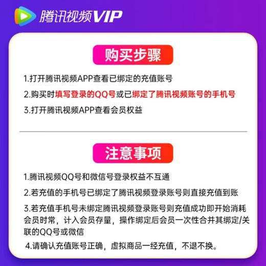 腾讯视频VIP会员周/月/季/年卡-【不支持电视端】 商品图3