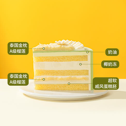 【多肉榴莲椰奶冻】高颜值生日蛋糕，泰国A级金枕榴莲肉香糯肉厚，椰奶冻椰香四溢Q弹嫩滑，多层口感在味蕾爆开（全国正价链接） 商品图4