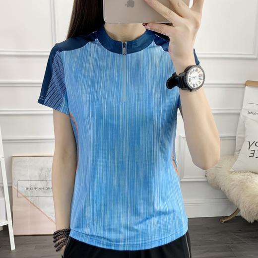 丁摩 情侣速干衣女短袖夏季立领透气弹力户外运动跑步健身打球快干T恤5ZF-31 商品图2