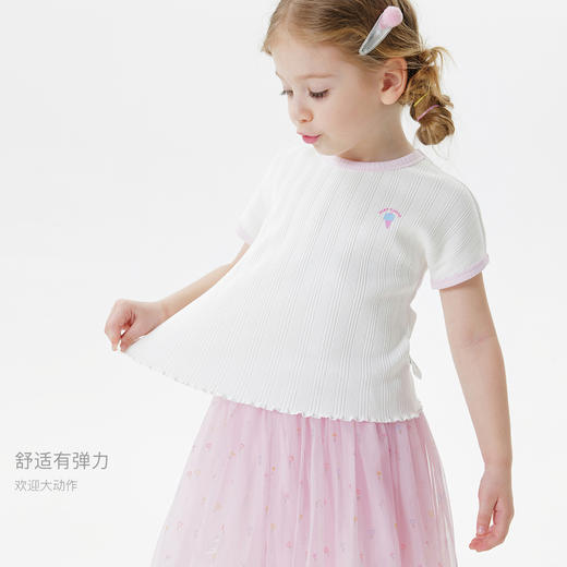 【软弹】马克珍妮女童亲肤撞色短袖T恤 宝宝上衣夏装新款550731 商品图2